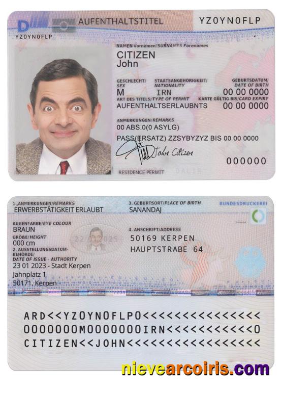 Germany residence permit PSD template, 2011 - present, version 2